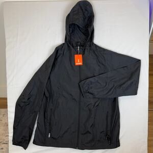 Elevate Men’s Packable Jacket Black XL Lightweight Hooded Zip-Up